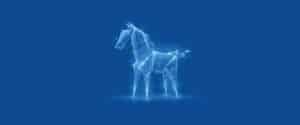 Blaues PYROISTECH-Pferd aus Licht