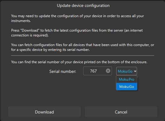 Screenshot Moku-upgrade by desktop app
